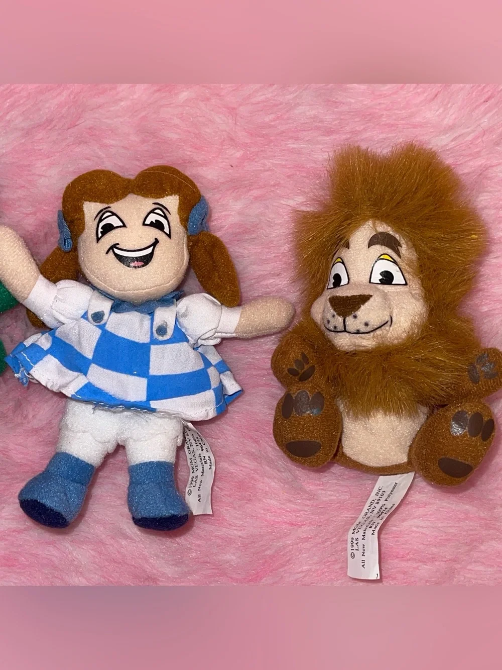 Vintage Y2K 90s wizard of oz MGM mini plush Dorothy scarecrow lion 1999 wicked